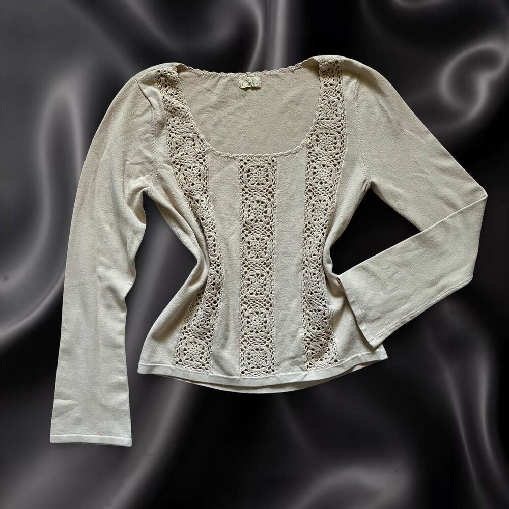 Vintage Cream Crochet Jumper